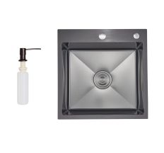 Lidz Handmade H5050HB Мийка для кухні інтегрована Decor Black PVD Honeycomb 2,5/0,5 мм LDH5050BDECPVD48369