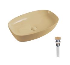 Раковина накладна Qtap Robin 500х380х140 мм, Beige, прямокутна, з донним клапаном QT04116302SB