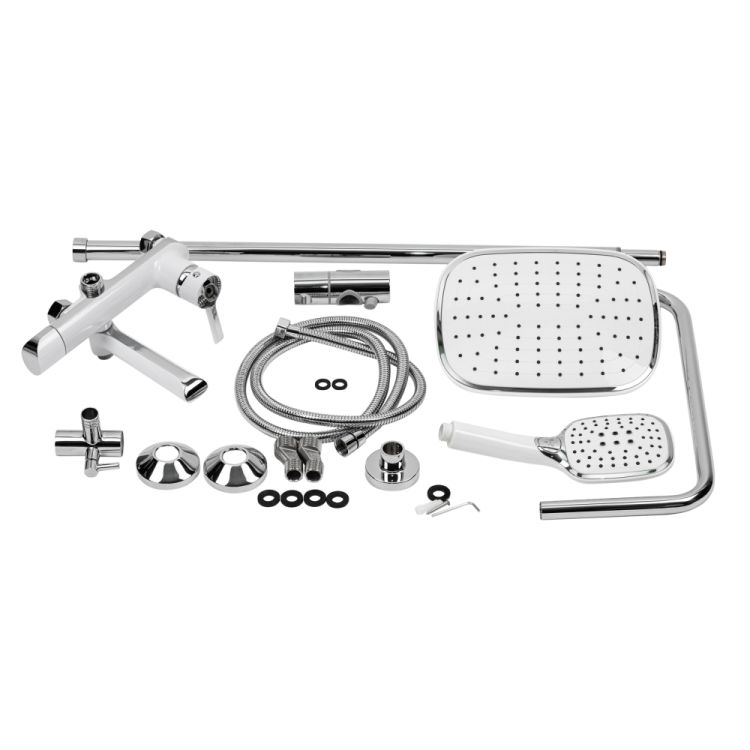 Душова система універсальна Qtap Grand на три споживача (з виливом) QTGRAWCR1004 Chrome/White - 10