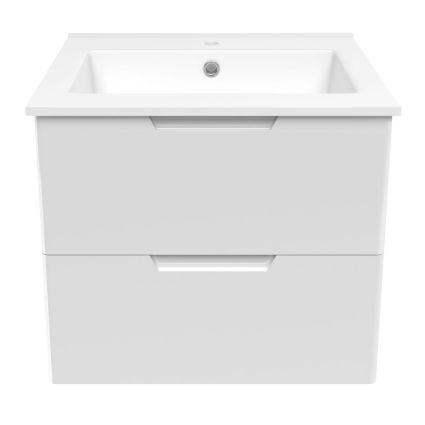 LIBRA комплект меблів 60см білий: тумба підвісна, 2 ящика + умивальник накладний арт 15-41-060 - 4
