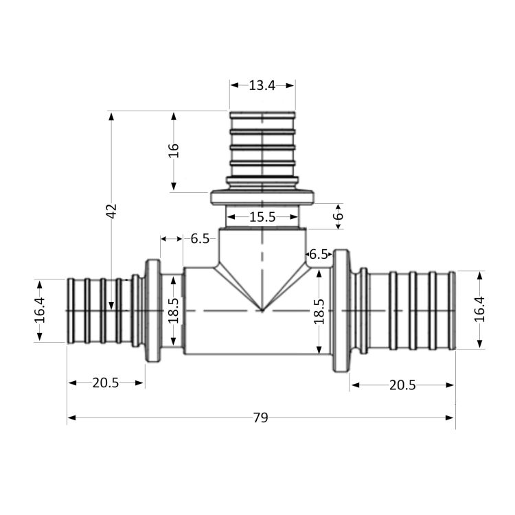 Трійник натяжний Icma №1039 d20х16х20 851039GWBOGW05 - 2