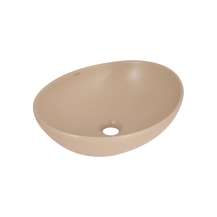 Раковина накладна Qtap Dove 415x340x140 мм, Beige, овальна, з донним клапаном QTDOV188SB49784 - 1