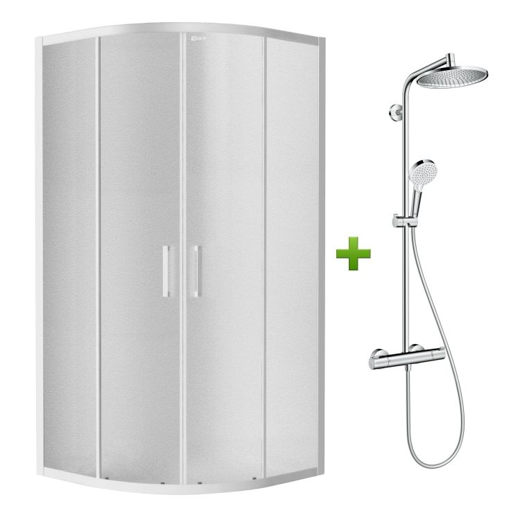 Комплект: TISZA душова кабіна 90*90*185 см (599-021/1) + CROMETTA S 240 1jet Showerpipe (27267000) - 1