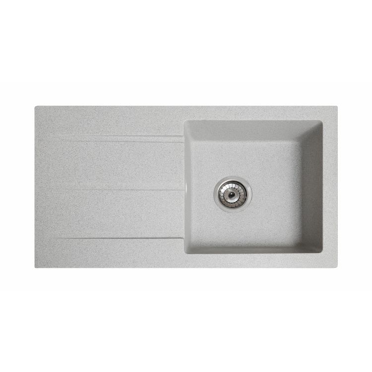Мийка SOLID Quadro 780*435 сіра зі штучного каменю, з сіфоном - 1