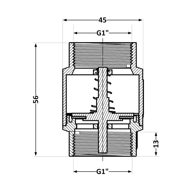 Зворотний клапан Standart 1&amp;quot;В із латунним штоком TAS240W25 Thermo Alliance - 2