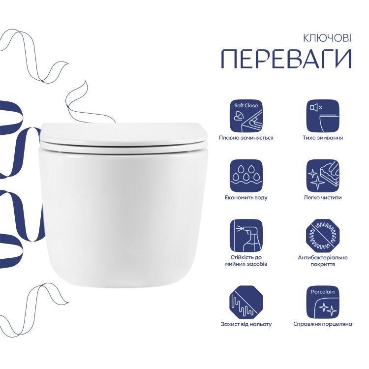 Унітаз підвісний Qtap Taurus безободковий з сидінням Soft-close QTTAU26W45428 - 3