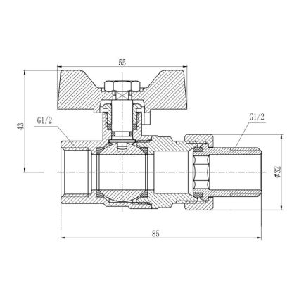 Кран кульовий &amp;quot;Американка&amp;quot; SD Forte 1/2&amp;quot; прямий - 2
