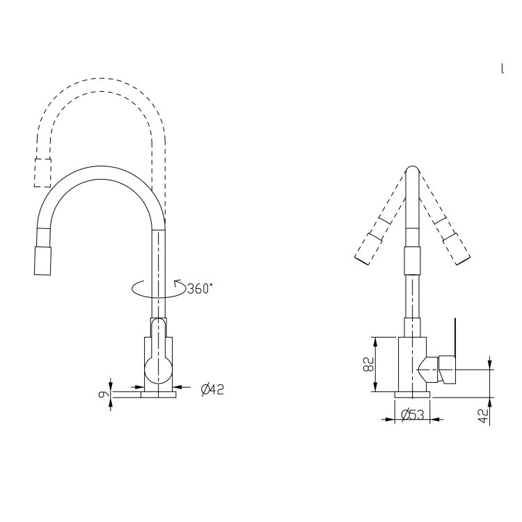 Смеситель для кухни Pure 015F3 с гибким изливом Nickel/Black BRIPUR015F3NKB Brinex - 2