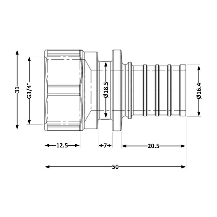 Перехідник під натяжну гільзу Icma №1033 d20х2,8-3/4&amp;quot;В 851033AEGW05 - 2