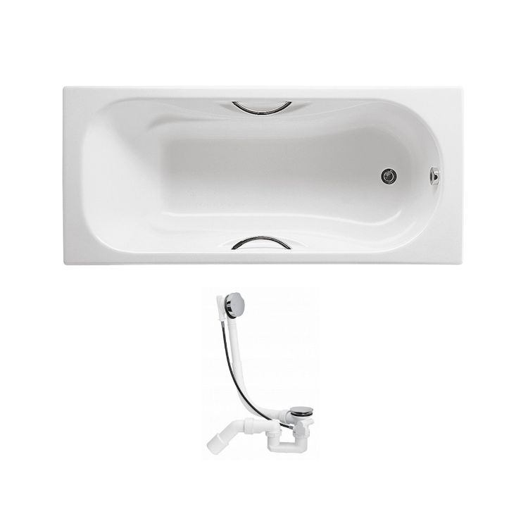 MALIBU ванна 170*75см з ручками + сифон Viega Simplex для ванни автомат 560мм (285357) - 1