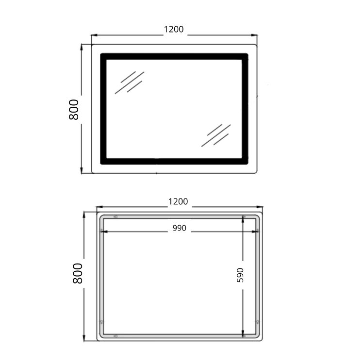Дзеркало Qtap Cardinal (CA2) 1200х800 з LED-підсвічуванням Touch, з антизапотіванням, з димером, рег. темп. кольору (3000-6500K) QT0478C1208048454 - 2