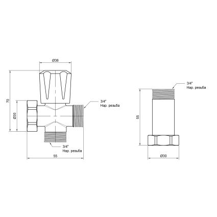Кран з подовжувачем 3/4 Sandi SD183W20 - 2