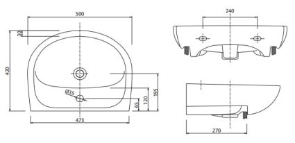 Умывальник Kolo SOLO 50 см 7115100U - 2