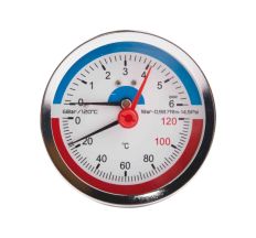SD Термоманометр задн. подкл. 1/2 Ø80мм 120ºC 6 бар SD1736B