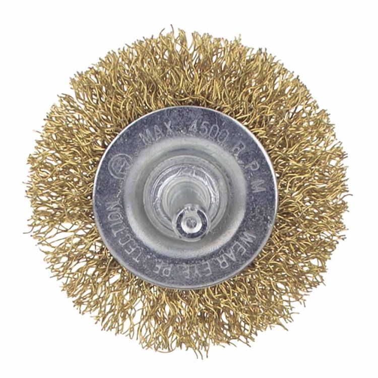 Щетка проволочная дискообразная Ø50мм хвостовик Ø6мм (латунированная) Sigma (9013051) - 3