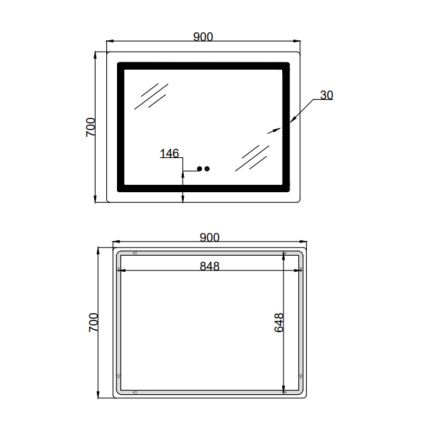 Дзеркало Lidz Kubis (KU2) 900х700 з LED-підсвічуванням Touch, з антизапотіванням, з димером, рег. яскравості LD78LF904907048452 - 2