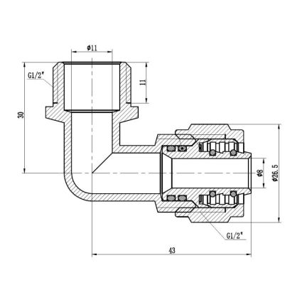 Коліно металопл 16х1/2з Forte SF175W1615 - 2