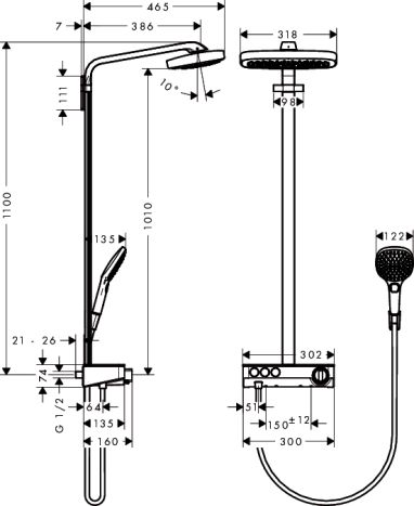 Raindance Select E Air 3jet 300 Showerpipe Душова система з термостатом ShowerTablet - 2
