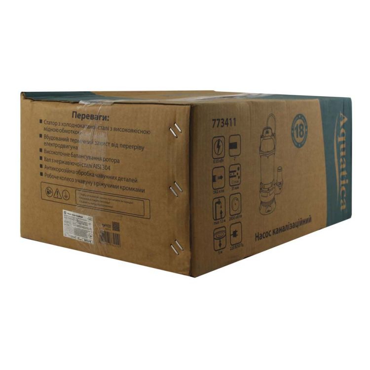 Насос канализационный Aquatica 0.55 кВт 12 м 242 л/мин (773411) - 8