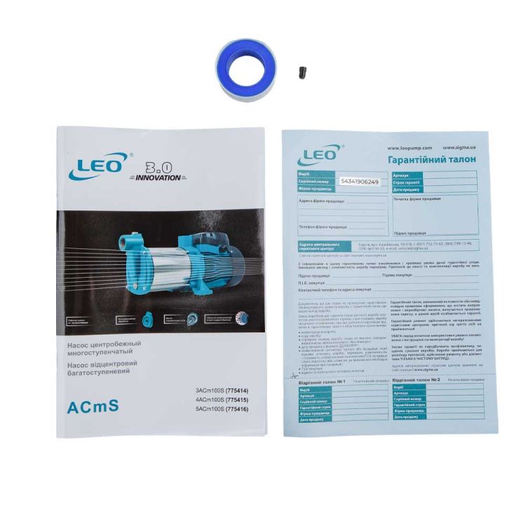 Насос центробежный многоступенчатый Aquatica 775415 0.75кВт Hmax45м Qmax 100л/мин Leo3.0 - 4