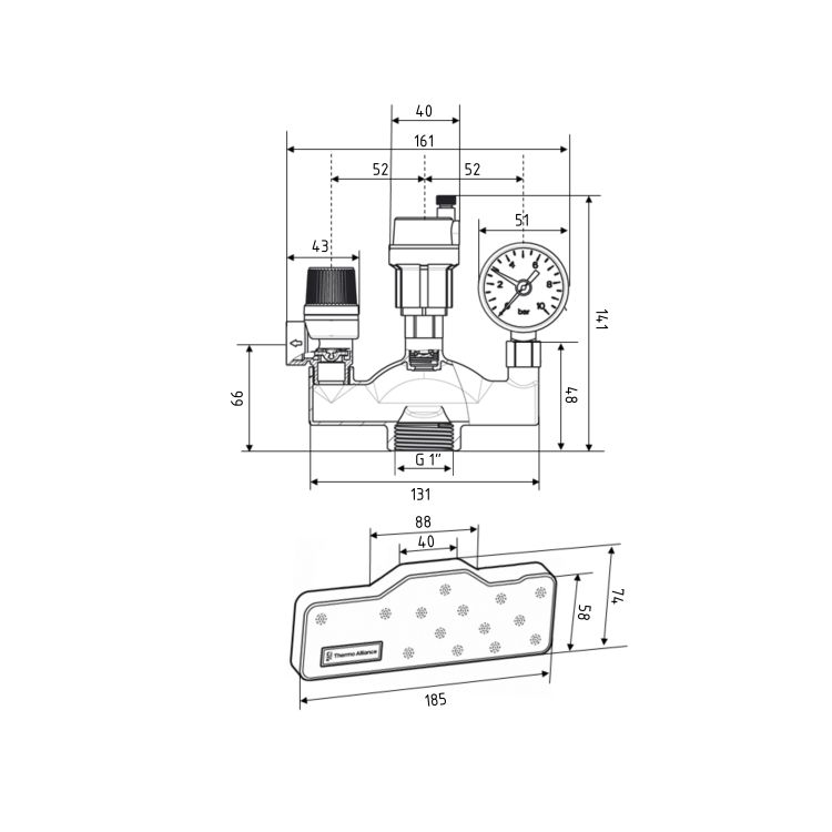 Група безпеки Forte 1&amp;quot;В для котла з теплоізоляцієй (у зборі) TAF290 Thermo Alliance - 2