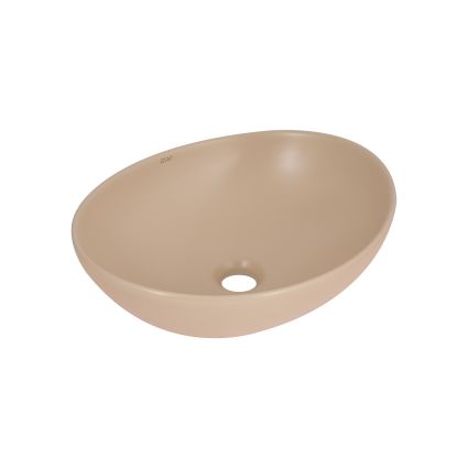 Раковина накладна Qtap Dove 415x340x140 мм, Beige, овальна, з донним клапаном QTDOV188SB49784 - 1