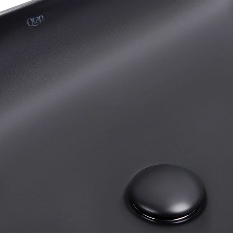 Комплект Qtap Robin: Раковина накладна прамокутна 610x400x145 мм Matt Black + Донний клапан PU03 - 5