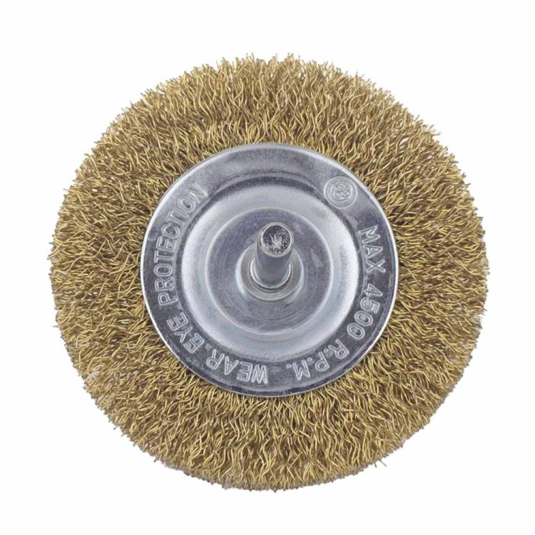 Щетка проволочная дискообразная Ø75мм хвостовик Ø6мм (латунированная) Sigma (9013071) - 3