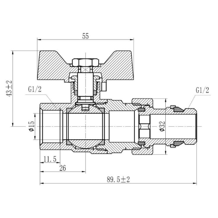 Кран кульовий &amp;quot;Американка&amp;quot; SD Forte 1/2&amp;quot; з антипротечкой прямий - 2