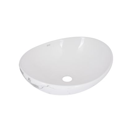 Раковина накладна Qtap Dove 415x340x140 мм, Marble, овальна, з донним клапаном QTDOV188SB49785 - 1