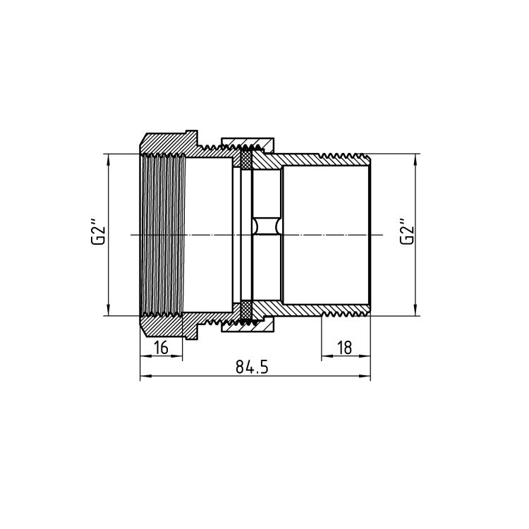 Згін-американка Thermo Alliance Forte 2&amp;quot;ВЗ нікельований, прямий, під плоску прокладку TAFG190W50 - 2