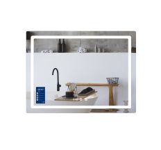 Дзеркало Qtap Mideya (MI2) 800х600 з годинником, з LED-підсвічуванням Touch, з антизапотіванням, димером, рег. яскравості QTMID80060049265