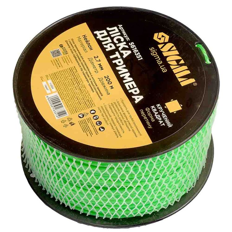 Леска для триммера крученый квадрат Ø2.7мм 200м катушка Sigma (5616351) - 6