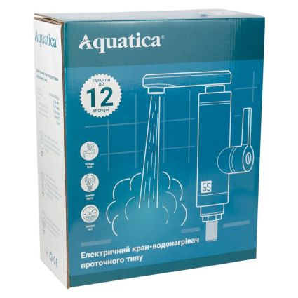 Кран-водонагреватель проточный LZ 3.0кВт 0,4-5бар для раковины гусак изогнутый длинный настенный AQUATICA (LZ-6A211W) - 3