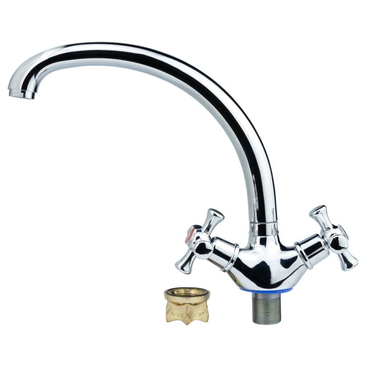 Смеситель PL 1/2&amp;quot; для кухни гусак ухо на гайке AQUATICA (PL-4B155C) - 3