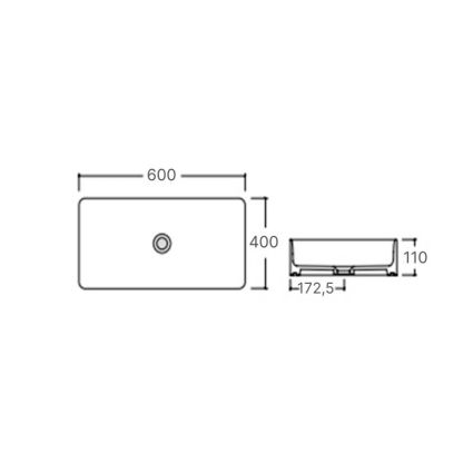 Умывальник накладной 600x405x110 Tern прямоугольный с донным клапаном WHITE Qtap - 2
