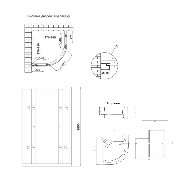 Душова кабіна напівкругла Lidz Latwa SC80x80 SAT HIGH FR 80х80 см + піддон з панеллю 80х80х41 KAPIELKA - 2