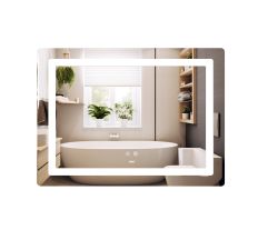 Дзеркало Lidz Kubis (KU2) 900х700 з LED-підсвічуванням Touch, з антизапотіванням, з димером, рег. яскравості LD78LF904907048452