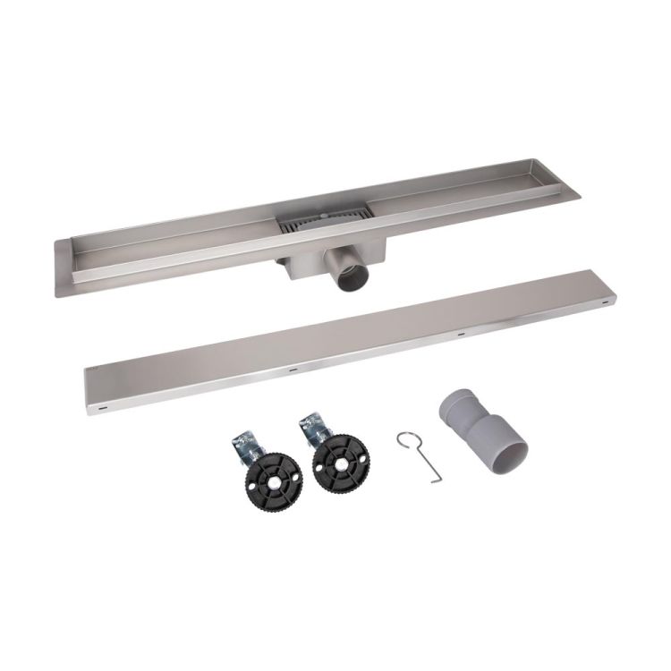 Трап із нержавіючої сталі Qtap Taurus Tile700 лінійний із сухим затвором під плитку - 6