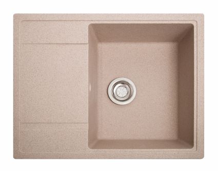 Мийка для кухні гранітна 650х510 (рожева) Optima SOLID + сифон - 1