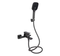 Змішувач для ванни Qtap Gemini (з душовим гарнітуром) QTGEM259GMB45684 Gunmetal Black PVD