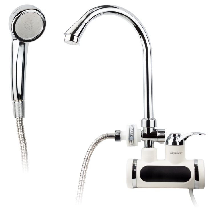 Кран-водонагрівач проточний JZ 3.0 кВт 0,4-5бар для ванни гусак вухо настінний AQUATICA (JZ-7C141W) - 1