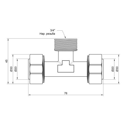 Тройник 20х3/4&amp;quot;х20, з.г. SD160W202020 SD Plus - 2