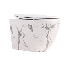Унітаз підвісний Qtap Robin Ultra Quiet 520×365×340 мм, Marble, з сидінням Slim Duroplast / Soft-close / Quick Release QTROB26MR48998
