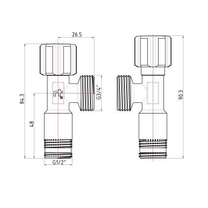 Кран кутовий Thermo Alliance Forte 1/2&amp;quot;З×3/4&amp;quot;З, хром TAF341W1520 - 2