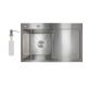 Мийка для кухні інтегрована Handmade H7849R крило праворуч (LDH7849BRUR45591) Brushed Steel 3,0/1,0 мм Lidz