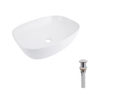 Комплект Qtap Cardinal: Раковина накладна 600x380x140 мм, White, овальна + Донний клапан Pop-up PU02