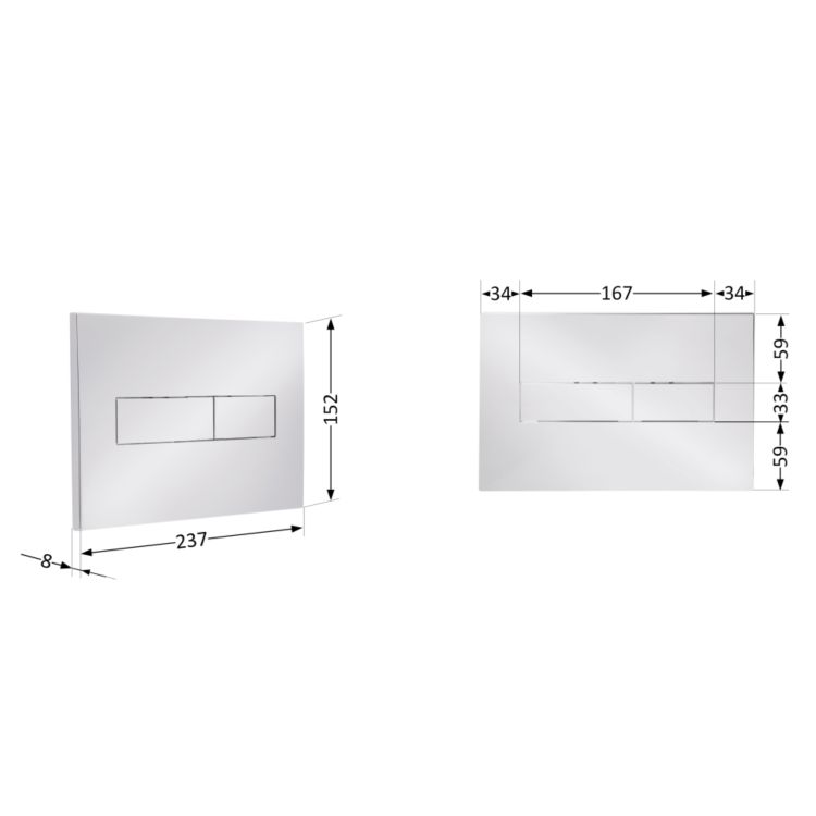 Клавіша змиву Qtap Standard 152x236x28 мм, Chrome, лінійна QTSTD164CRM49472 - 2