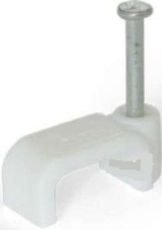 Кліпса Lectris 12х5мм для плаского кабелю з цвяхом, біла100шт - 1