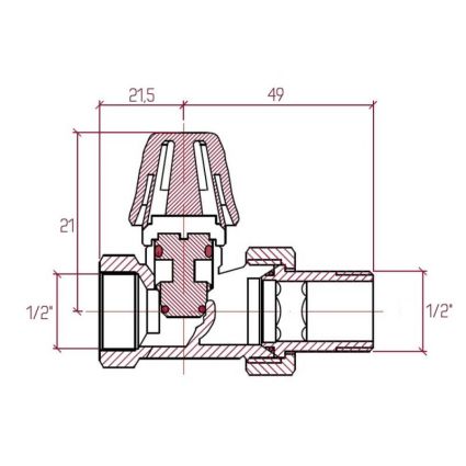 Кран радіаторний Icma 1/2&amp;quot; з антипротечкой прямій без ручки №815+940 - 2